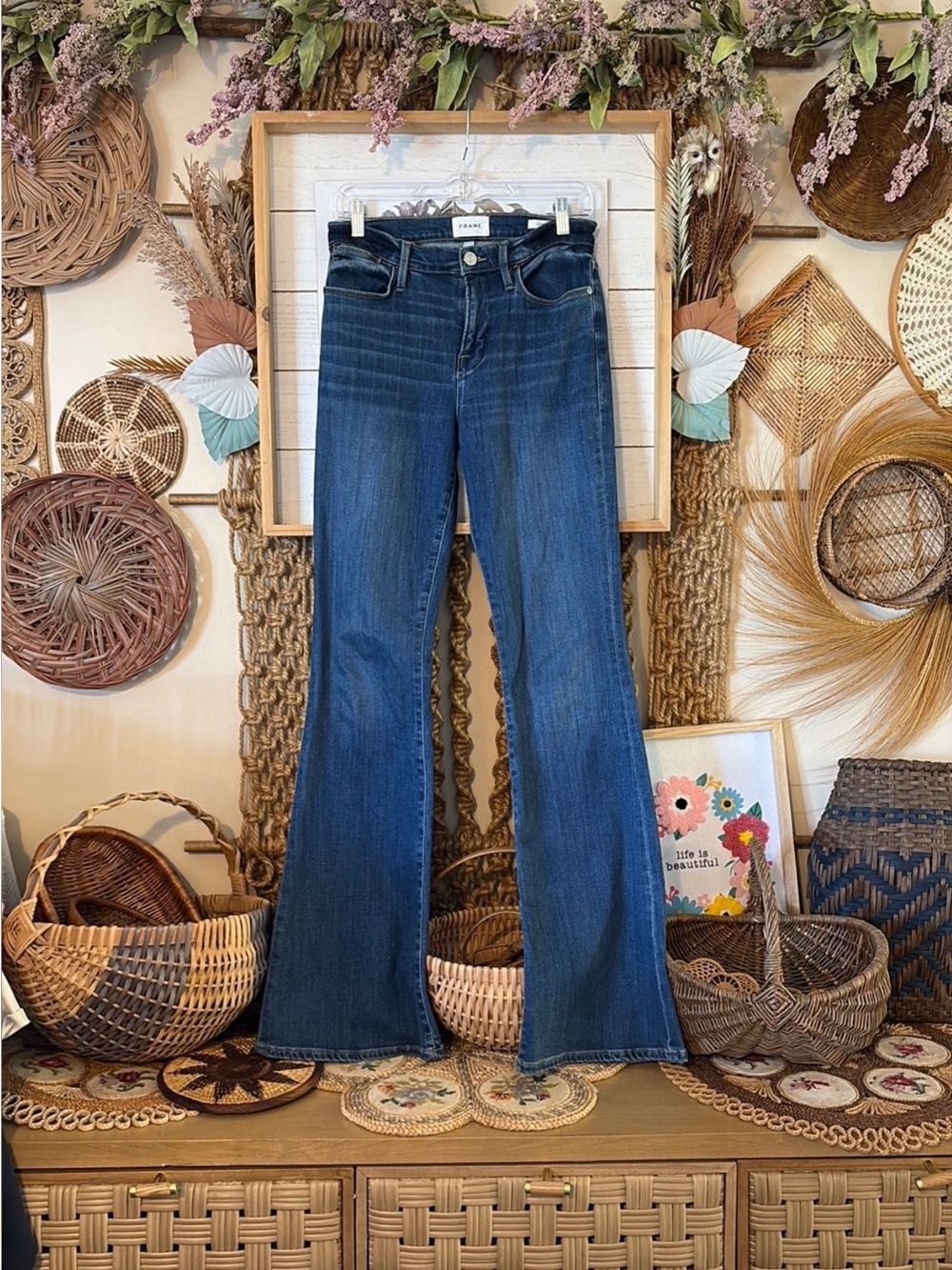 Frame le high flare Women's High-Rise Dark Blue Jeans sz.29